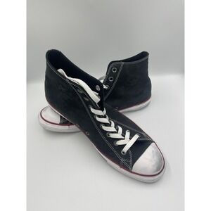 Converse All Star Shoes Mens Size 10.5 Black Leather High Top White Toe 150927C